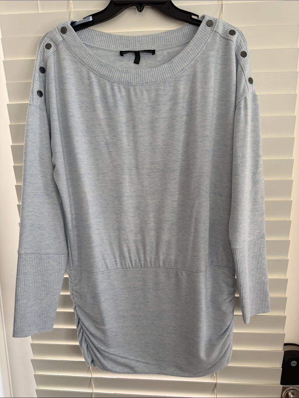 White House Black Market Blue Ruched Tunic Sweater S